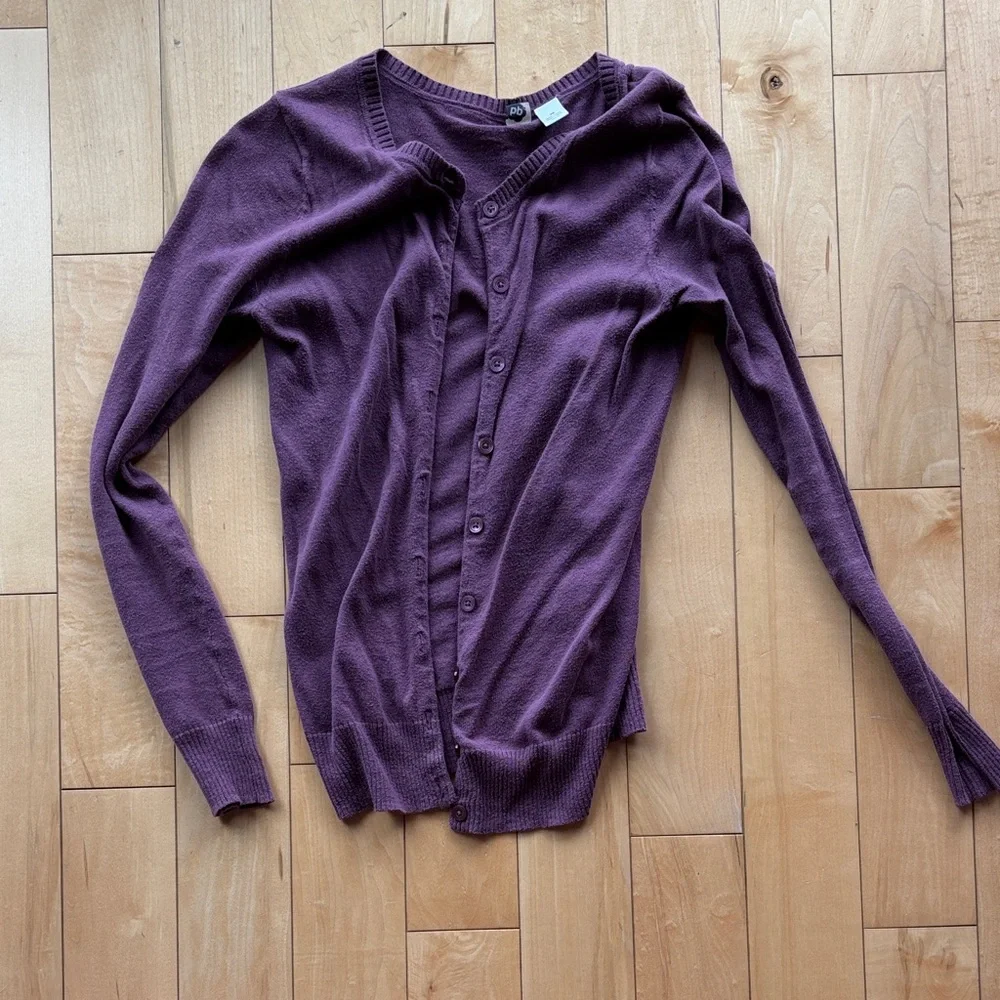 Mauve Button-Up Cardigan - Picture 1 of 3
